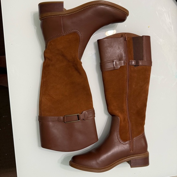NWOT Clarks Brown Over the Knee Boots - Picture 1 of 10
